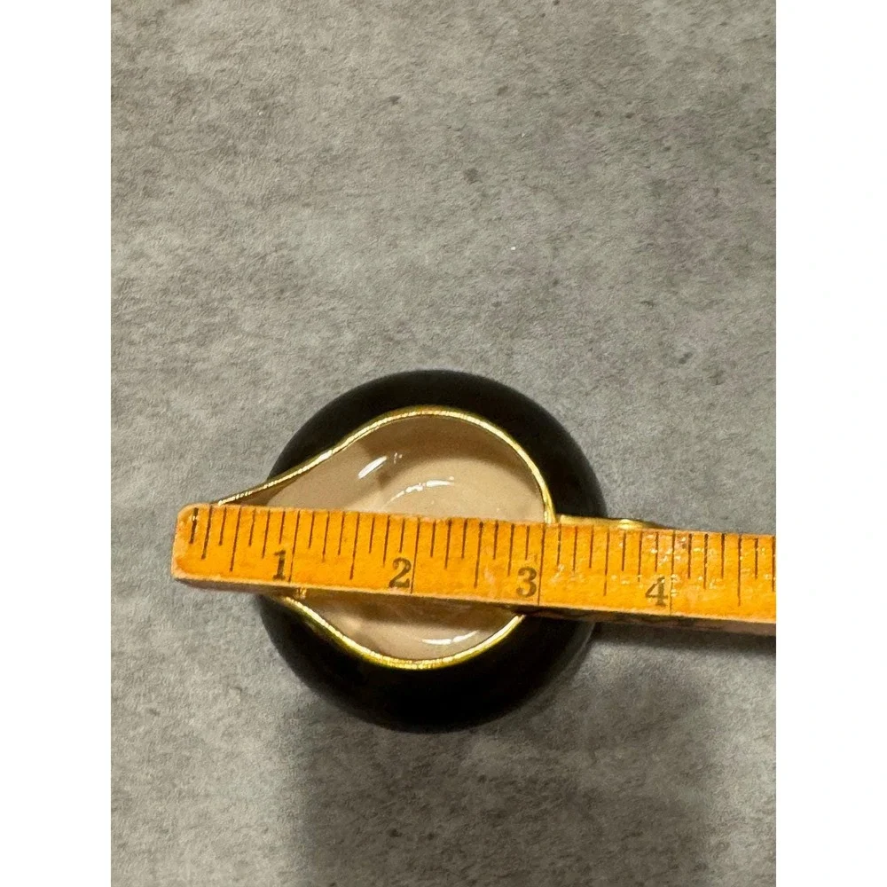 Vintage VILLEROY & BOCH Creamer Onyx Black Gold Trim Made in Luxembourg